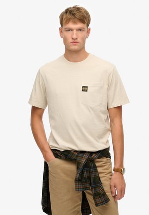 CONTRAST STITCH POCKET - T-Shirt basic - washed silver beige