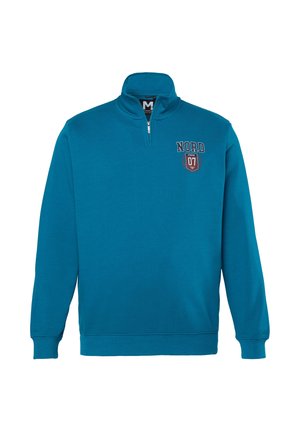 Men Plus, SWEATSHIRT, TROYERKRAGEN, PRINT, BIS 8 XL - Sweatshirt - smoky blue