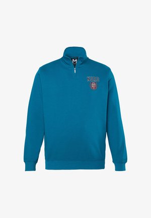 Men Plus, SWEATSHIRT, TROYERKRAGEN, PRINT, BIS 8 XL - Sweatshirt - smoky blue