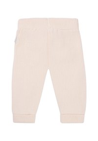 Gestrickte Babyhose in Hellbeige, mit einem gerippten Bund und Bündchen sowie einem weichen, strukturierten Stoff.