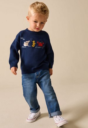 Next REGULAR FIT - CHARACTER CREW NECK - Striktrøje - navy blue sealife