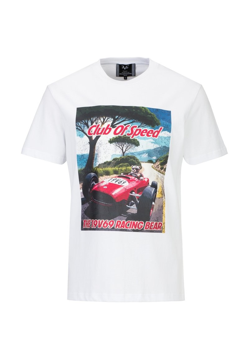 19V69 Italia RAFAEL RACING 3 - Print T-shirt - white - Zalando