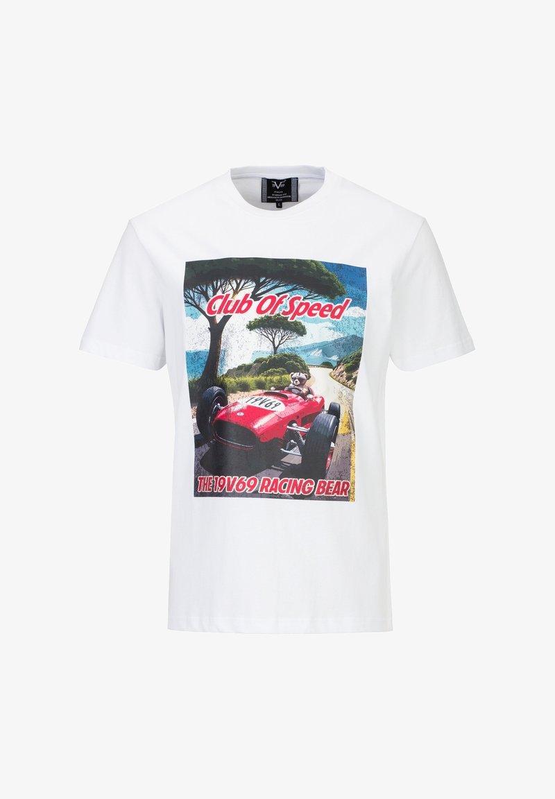 19V69 Italia RAFAEL RACING 3 - Print T-shirt - white - Zalando