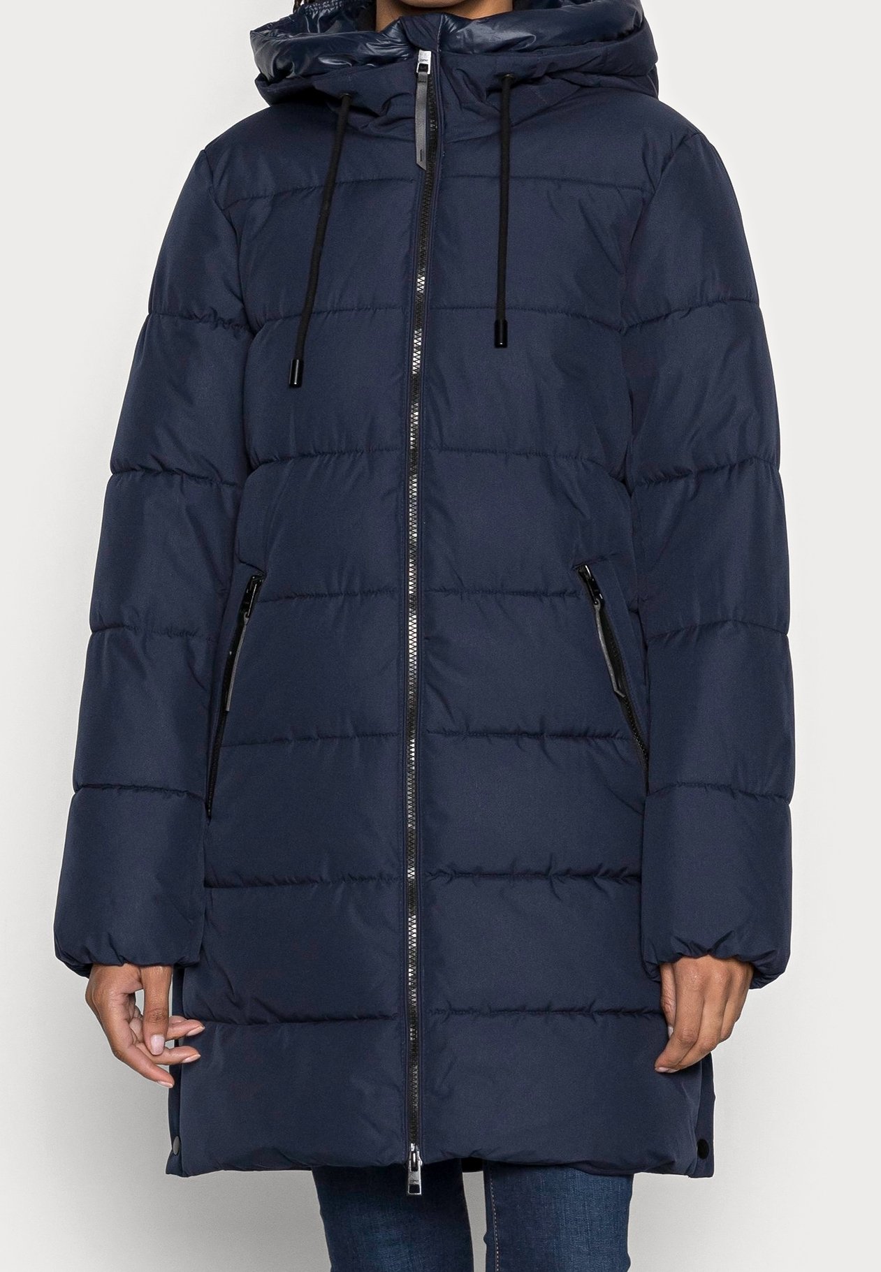Veste Mi-longue Esprit Bleu Marine Et Blanc - Taille 38, Bon état, Style Décontracté