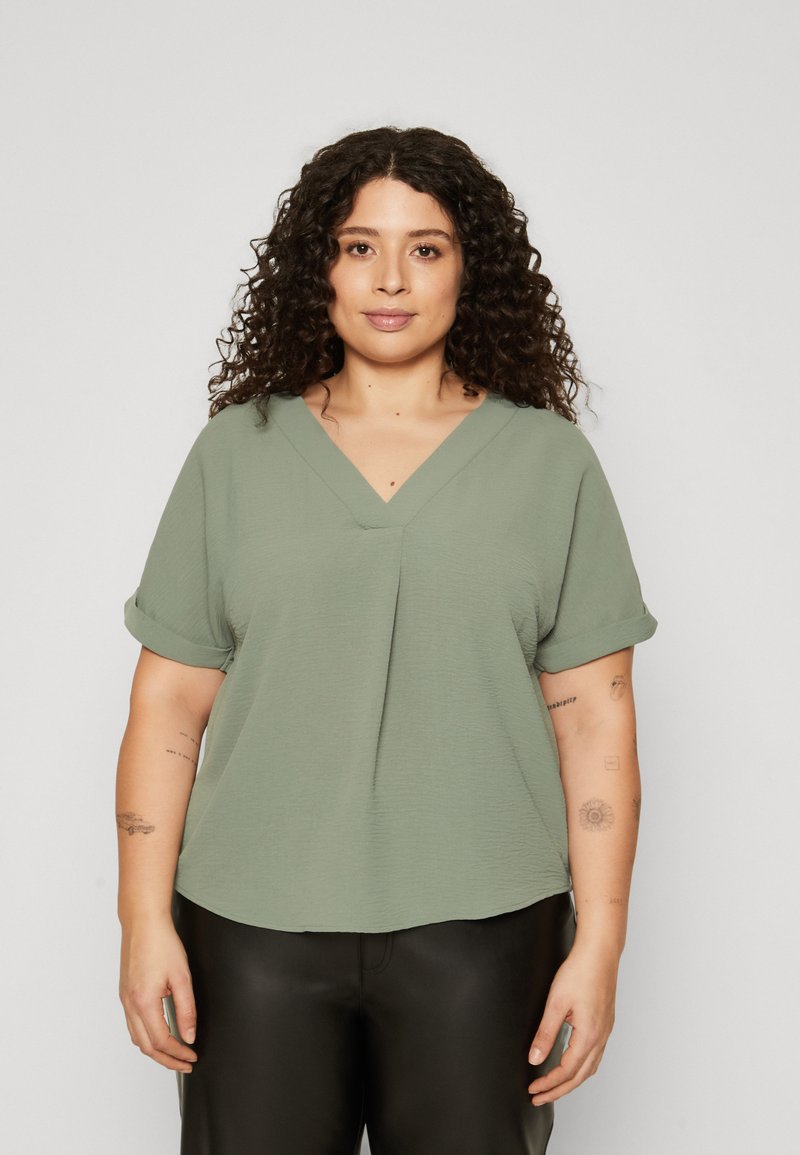 Vero Moda Curve VMALVA V NECK - T-Shirt basic - laurel wreath