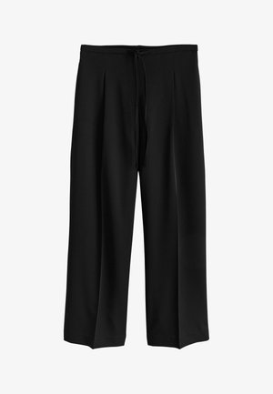 Next, PETITE FIT - TIE WAIST WIDE LEG TROUSERS - Trousers - black