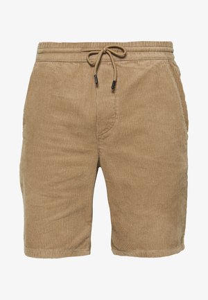 Katoenen korte broek in lichtbruin. Kenmerken zijn een tailleband met trekkoord, twee zijzakken en een verticale ribbeltextuur. Casual pasvorm.