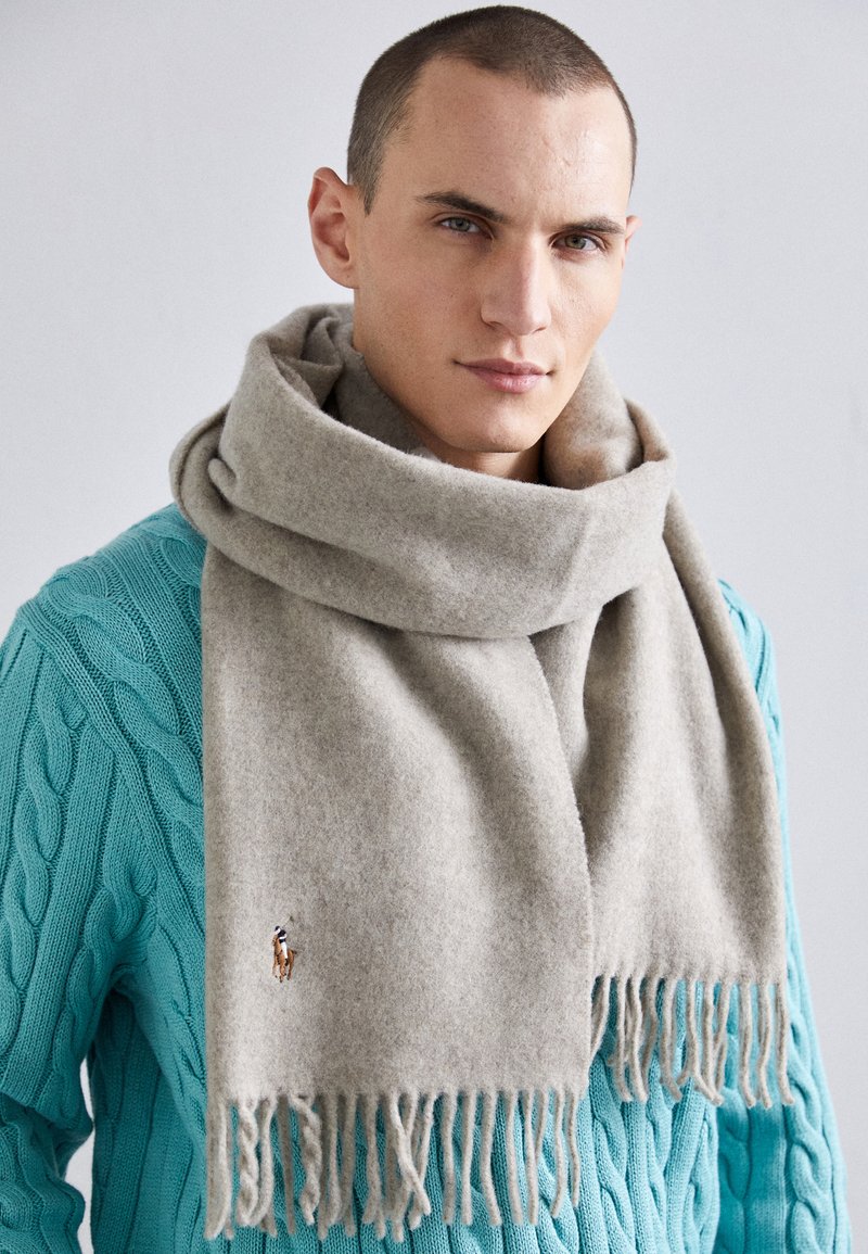 Polo Ralph Lauren FRINGE VIRGIN WOOL SCARF - Κασκόλ - oatmeal heather