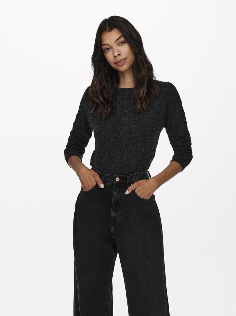 ONLY ONLRICA LIFE NOOS - Strikkegenser - black melange