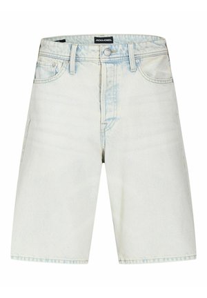 Szorty jeansowe w jasnym odcieniu z zapięciem na guzik i zamek, kieszeniami z przodu i z tyłu, szlufkami na pasek oraz metką Jack & Jones na talii.