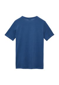 T-shirt z krótkim rękawem w jednolitym królewskim niebieskim kolorze, wykonany z miękkiej bawełny. Posiada okrągły dekolt oraz regularny krój, o gładkiej teksturze.
