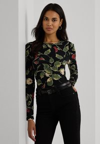 Lauren Ralph Lauren FLORAL STRETCH COTTON LONG SLEEVE TEE - Μπλούζα με μακριά μανίκια - black