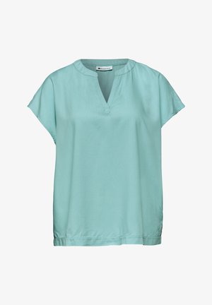 Street One, BLOUSE SHIRT IN A SOLID COLOR WITH SPLIT NECK, miętowy