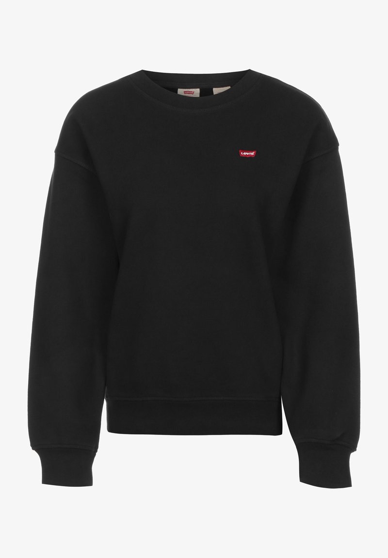 Sweat-shirt noir à manches longues Levi's avec col rond et petit logo rouge sur la poitrine gauche.