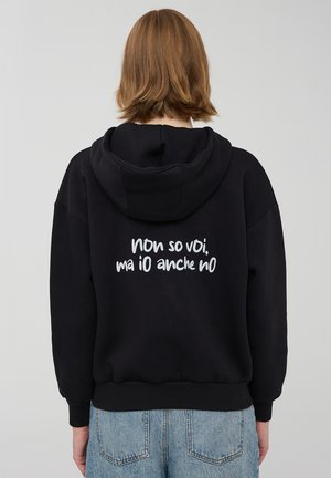 Terranova HOODIE WITH LETTERING - Felpa con zip - nero