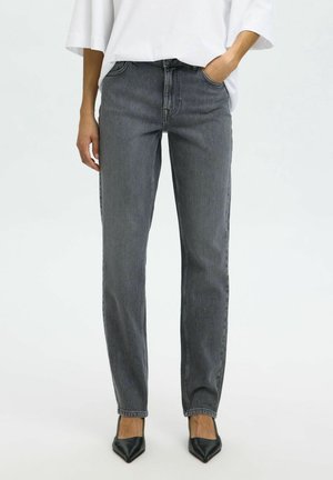 Selected SELECTED WOMEN DAMES SLIM FIT JEANS SLFSLIM BEA-KORI MW JEANS. - Jeans Straight Leg - medium grey denim