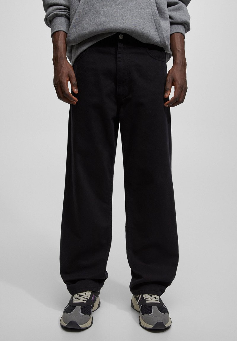 PULL&BEAR BAGGY Straight leg jeans mottled black/gemêleerd zwart