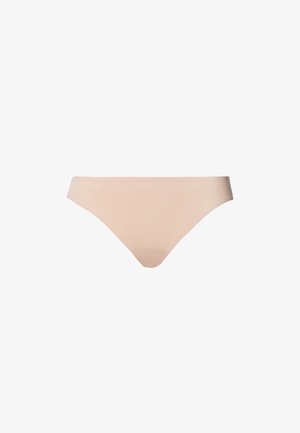 Nude lavtalje bikini briefs lavet af blødt, strækbart stof. Har en glat talje og minimal dækning, velegnet til daglig brug.