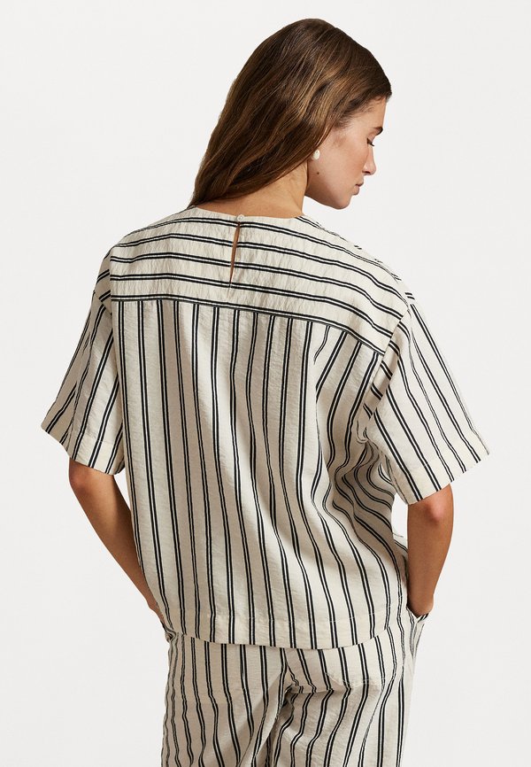 STRIPED SILK BLEND SHORT SLEEVE SHIRT - Blouse2
