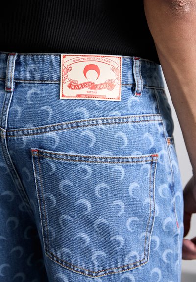 MARINE SERRE MOON LASER LOOSE - Vaqueros rectos - light blue