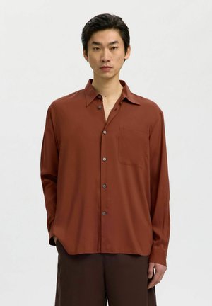 Selected LONG SLEEVED SHIRT RELAXED FIT - Ing - cherry mahogany