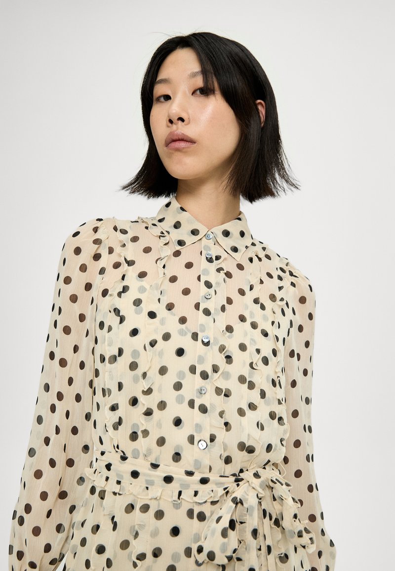 Cinq  Sept POLKA DOT ESTELLE DRESS - Shirt dress - gardenia/black/off-white  - Zalando.ie