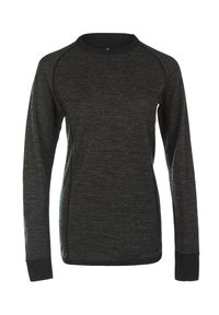Langharig shirt in donkergrijs, met een getailleerd ontwerp, ronde halslijn en textuurstof. Inclusief contrasterende rand en mouw cuffs.