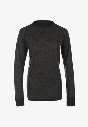 Langharig shirt in donkergrijs, met een getailleerd ontwerp, ronde halslijn en textuurstof. Inclusief contrasterende rand en mouw cuffs.