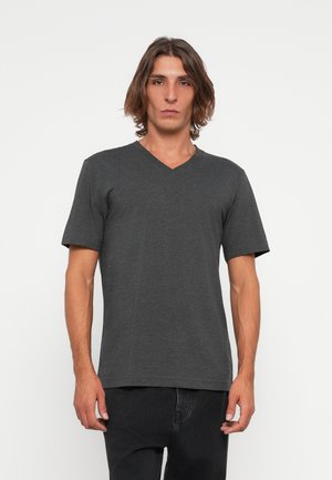 V NECK TEE 2 PACK - T-paita - dark grey melange