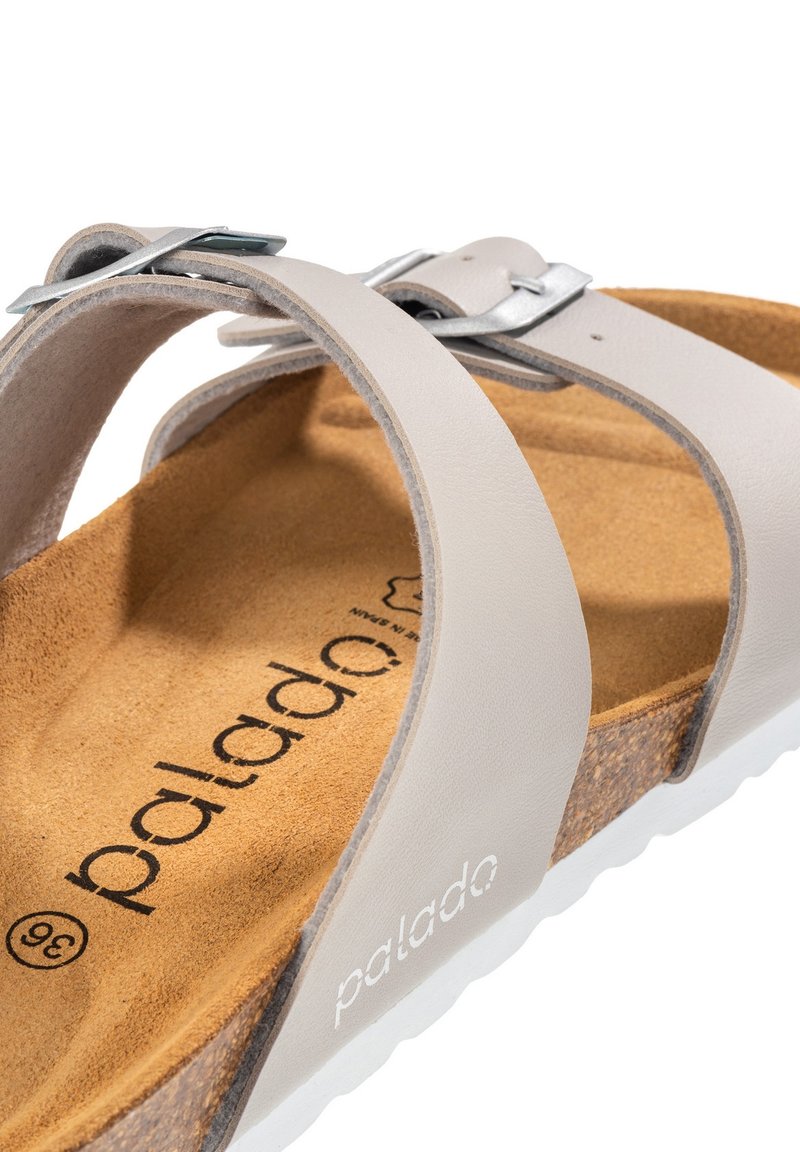 Damen Flache Pantoletten | Palado SAMOS Pantolette flach grau - YJ00451 Damen Flache Pantoletten | Palado SAMOS Pantolette flach grau - YJ00451