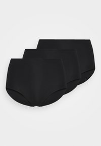 Černé vysoké kalhotky v sadě tří kusů, vyroben�é z hladkého materiálu, s bezešvým designem a elastickým pasem pro pohodlí a flexibilitu.