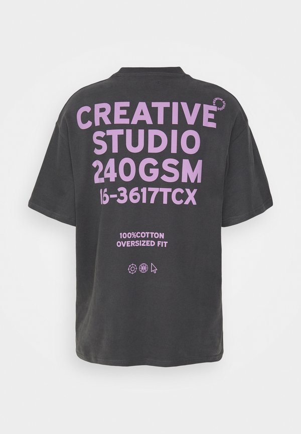 JPRBLAHARVEY INFO TEE CREW NECK UNISEX - Print T-shirt - asphalt3