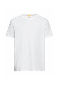 Hvid bomulds T-shirt med rund hals, korte ærmer og et lille logo på brystet. Glat tekstur og klassisk pasform.