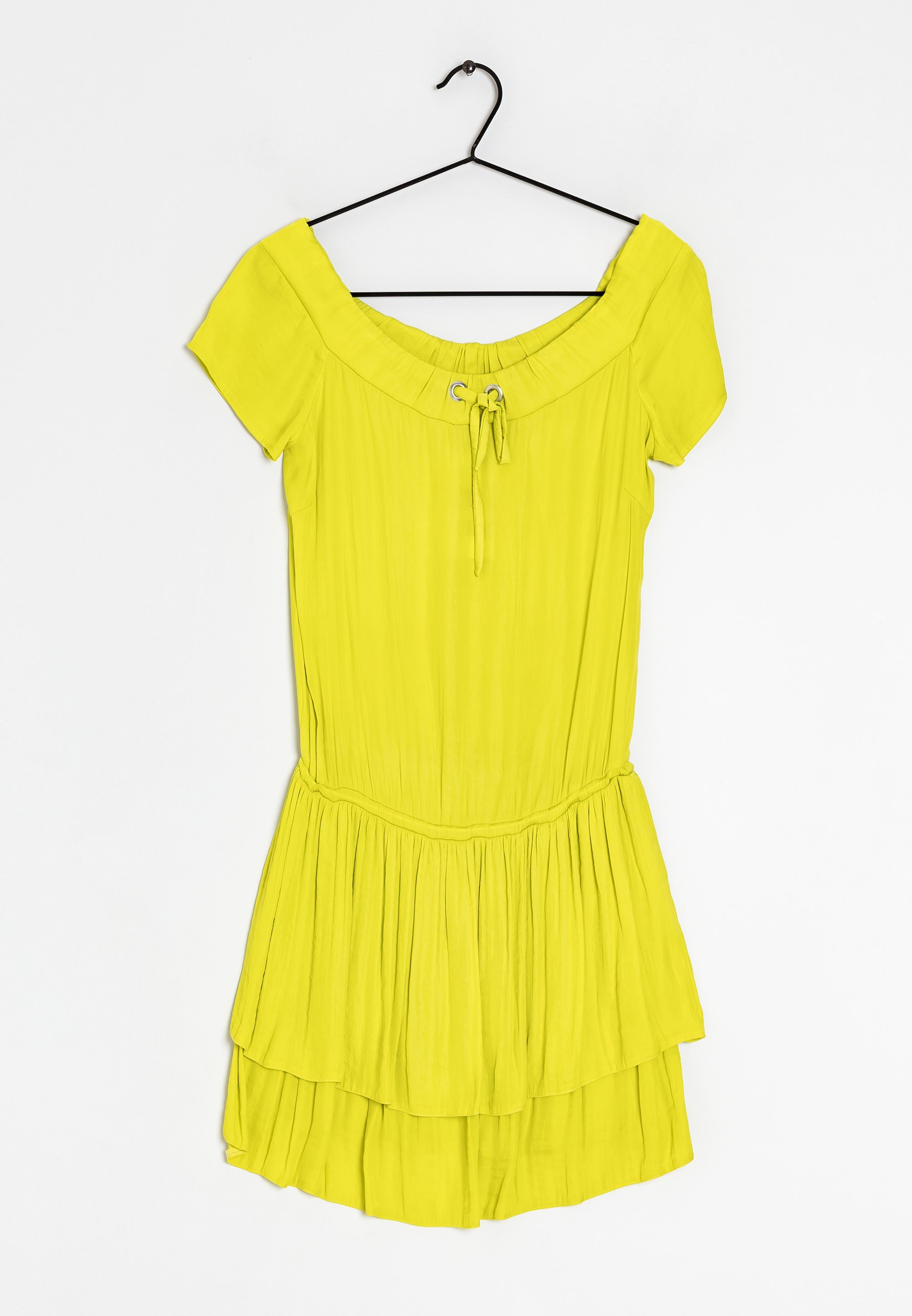 chinese dress ladies Yellow BCBGMAXAZRIA Jenine Neon High Split Pleated Skirt Maxi Dress   Runway Catalog