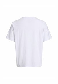 T-shirt blanc uni à manches courtes avec col rond, montré de dos sur fond blanc.
