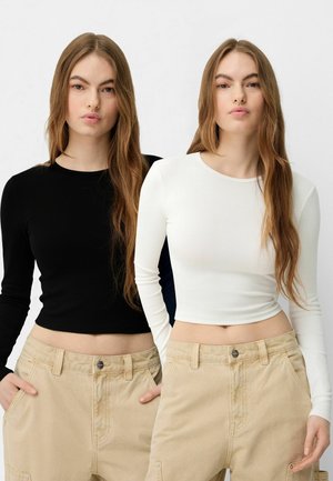 Bershka ROUND NECK - PACK OF 2  - Langarmshirt - white