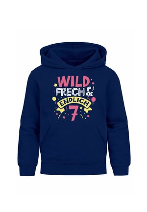 SPRUCH WILD UND FRECH  - Kapuzenpullover - 7 jahre navy