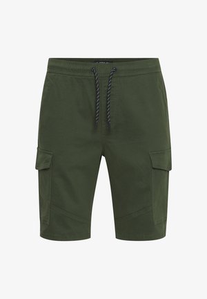 Pantaloni cargo verdi con vita regolabile tramite cordoncino, due tasche laterali e tessuto textured. Presenta cuciture rinforzate e taglio dritto.