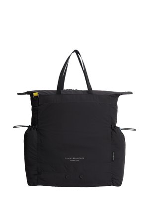 Sort Tommy Hilfiger Marina Club tote taske med dobbelt håndtag, sidelommer med snøre, frontlomme og subtilt mærkelogo.