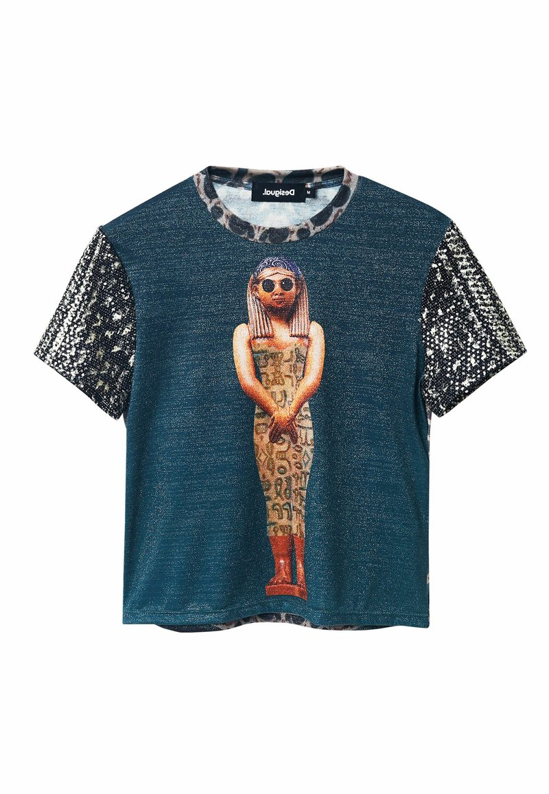 Desigual T-shirt print blauw