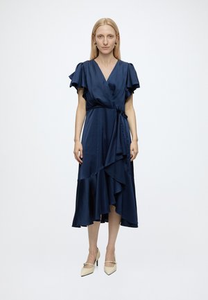 DKNY FLUTTER SURPLICE MIDI FLOUNCE HEM - Ένδυση για ειδικές περιστάσεις - indigo