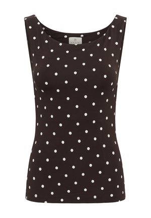 Kaffe, KABELLA BOATNECK TOP - Débardeur - coffee bean/chalk dot