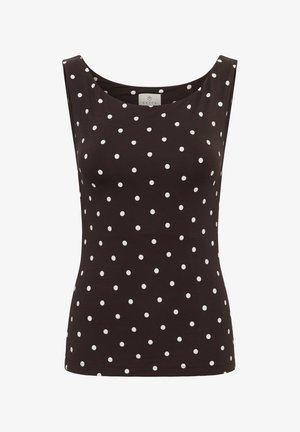 Kaffe, KABELLA BOATNECK - Top - coffee bean/chalk dot