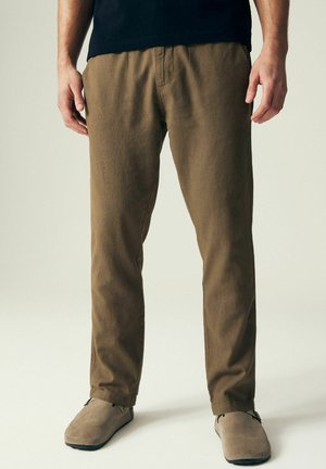 Next, SLIM FIT LINEN ELASTICATED DRAWSTRING - Nohavice - tan brown