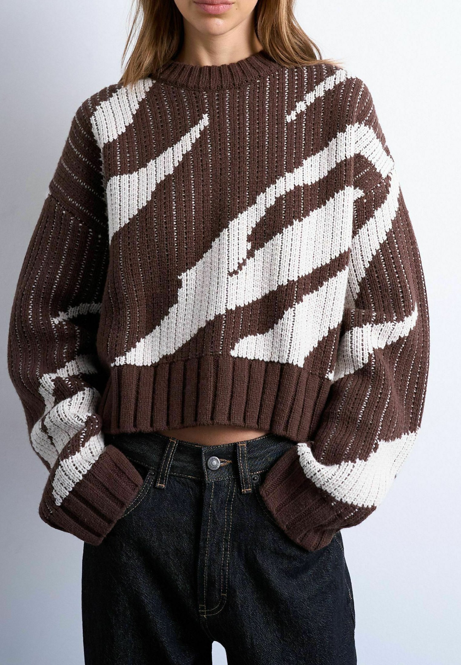 Topshop Knitted TSELINOR - Jumper - chocolate brown/brown
