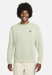 Ljusgrön sweatshirt i bomullsblandning, med rundad hals, långa ärmar och en liten svart Nike-logga på bröstet. Strukturerade prickar finns.