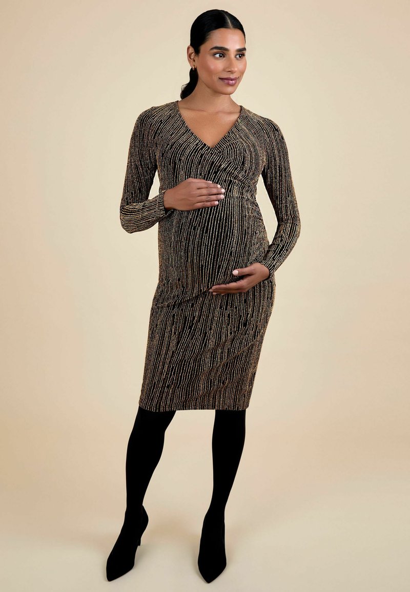 JoJo Maman Bb MATERNITY FIT - WRAP SPARKLE - Shift dress - brown - Zalando