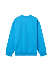 Blauwe pullover sweatshirt van katoen, met een ronde halslijn, lange mouwen en geribbelde boorden met een gladde textuur.