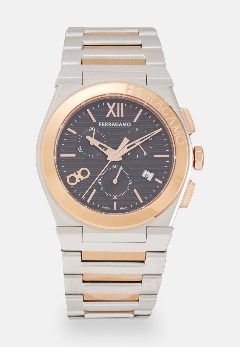 FERRAGAMO VEGA - Ura kronograf - brown/silver-coloured/rose gold-coloured