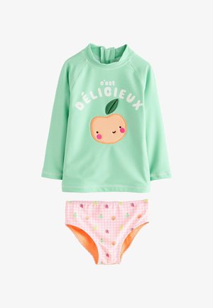 Next, REGULAR FIT - LONG SLEEVE SWIM SET - Plavky - mint green gingham fruit